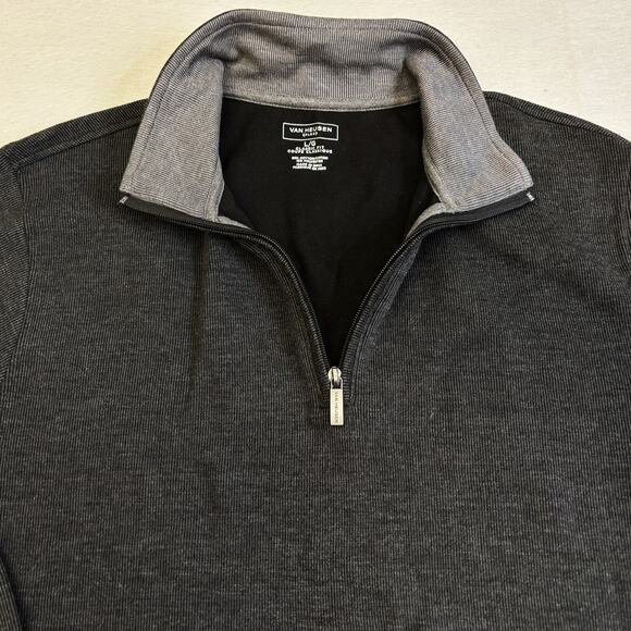 Van Heusen Flex 1/4 Zip Sweatshirt Mens Large Gray Mock Neck Grandpacore Dadcore - Picture 3 of 8